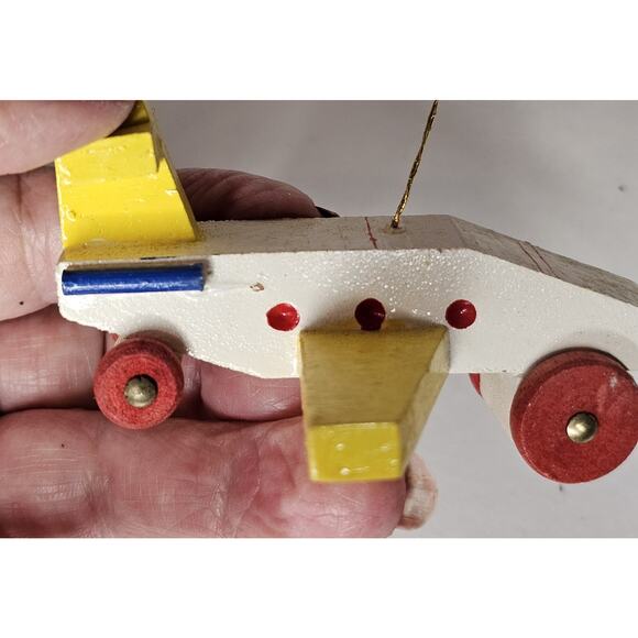 Handmade Wooden Ornaments Lot Of Four Christmas Holiday Tree Vintage - Picture 4 of 7